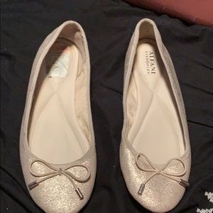 Gold glittery flats